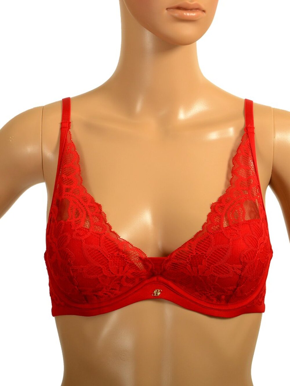 Hugo Boss Women's True Red Lace Padded Balconette Bra US 34B IT 2B